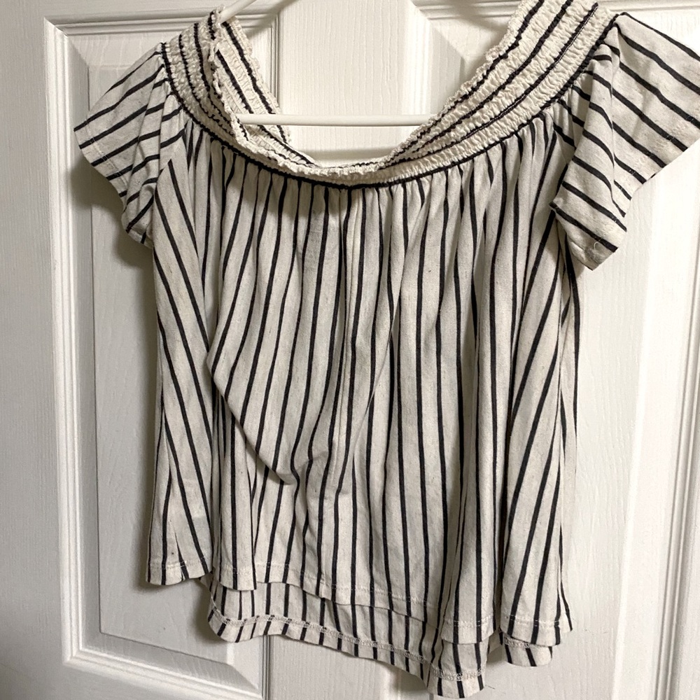 American eagle off the shoulder striped top
